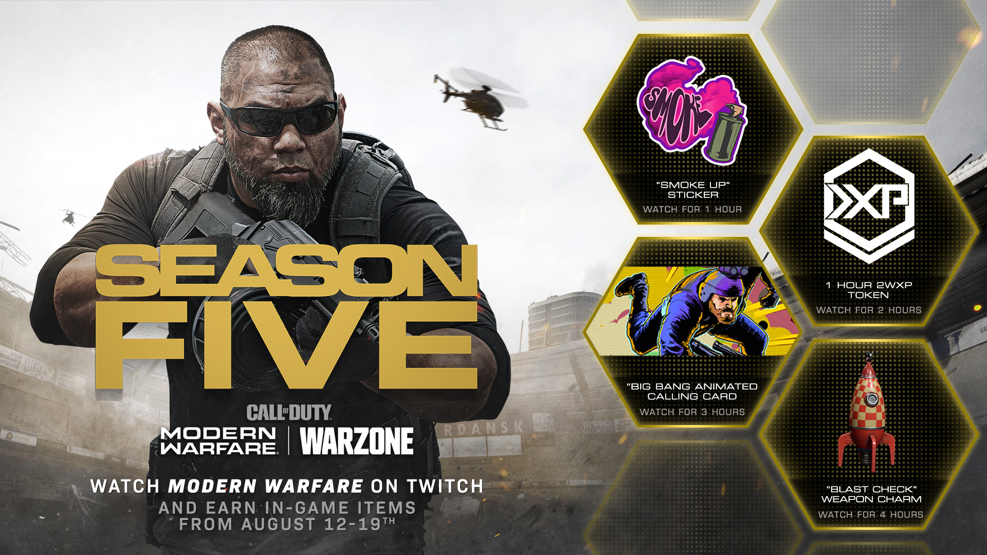 Earn Rewards in Season Five of Modern Warfare® to equip in Multiplayer,  Special Ops, and Warzone™ by Watching Twitch